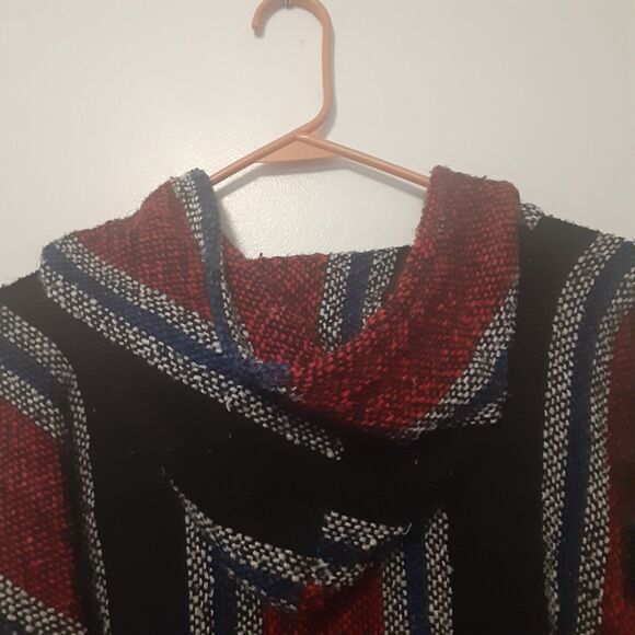 Artesanias Cuamatzi Size XL Baja Mexican Blanket Pullover Poncho Hoodie Striped - Picture 8 of 10